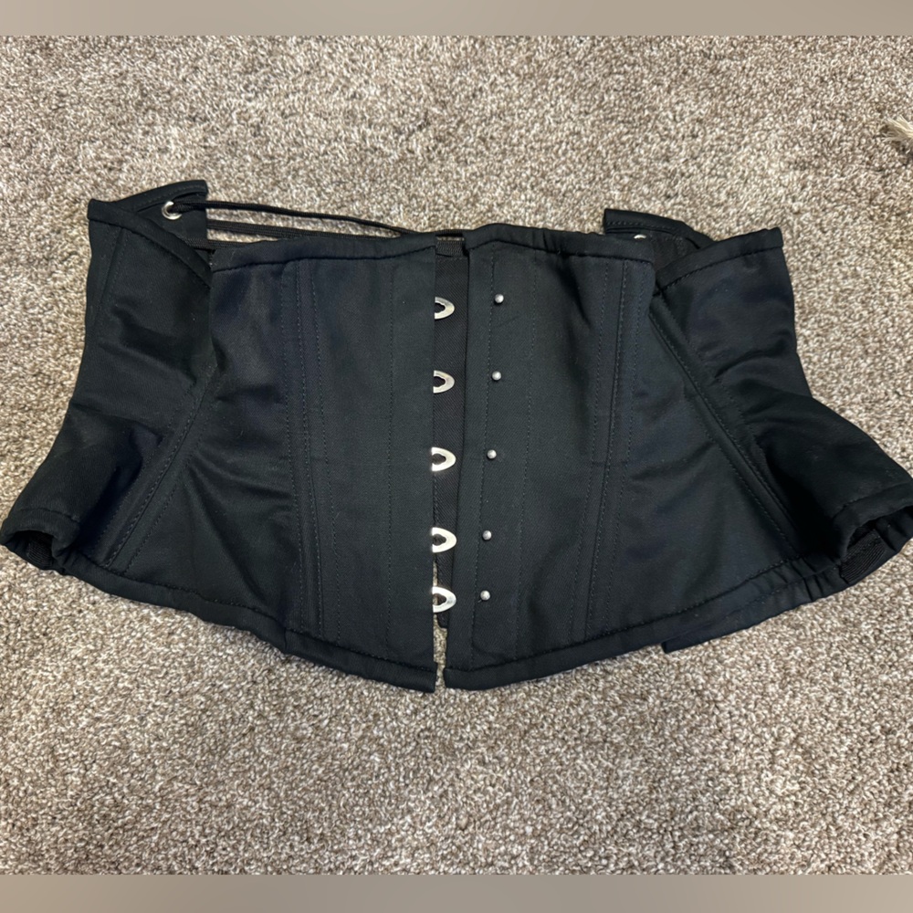 Black Corset Waist Belt with Front Hook Closure